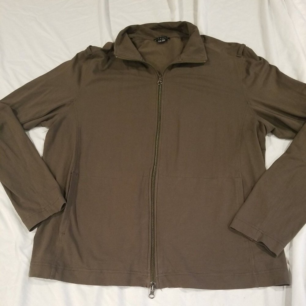Theory Brown Long‎ Sleeve Pockets Full Zip Athletic Designer Jacket Sz XL